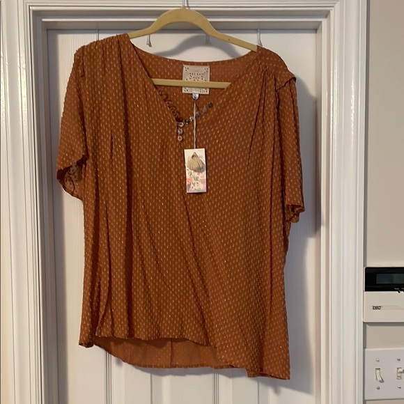 Boho Chic Rust Top by Johnny Was - Picture 1 of 4